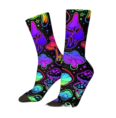 Mushroom and Space-Themed  Crew socks