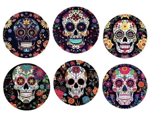 6-PCS Day of the Dead Sugar Skull Coasters