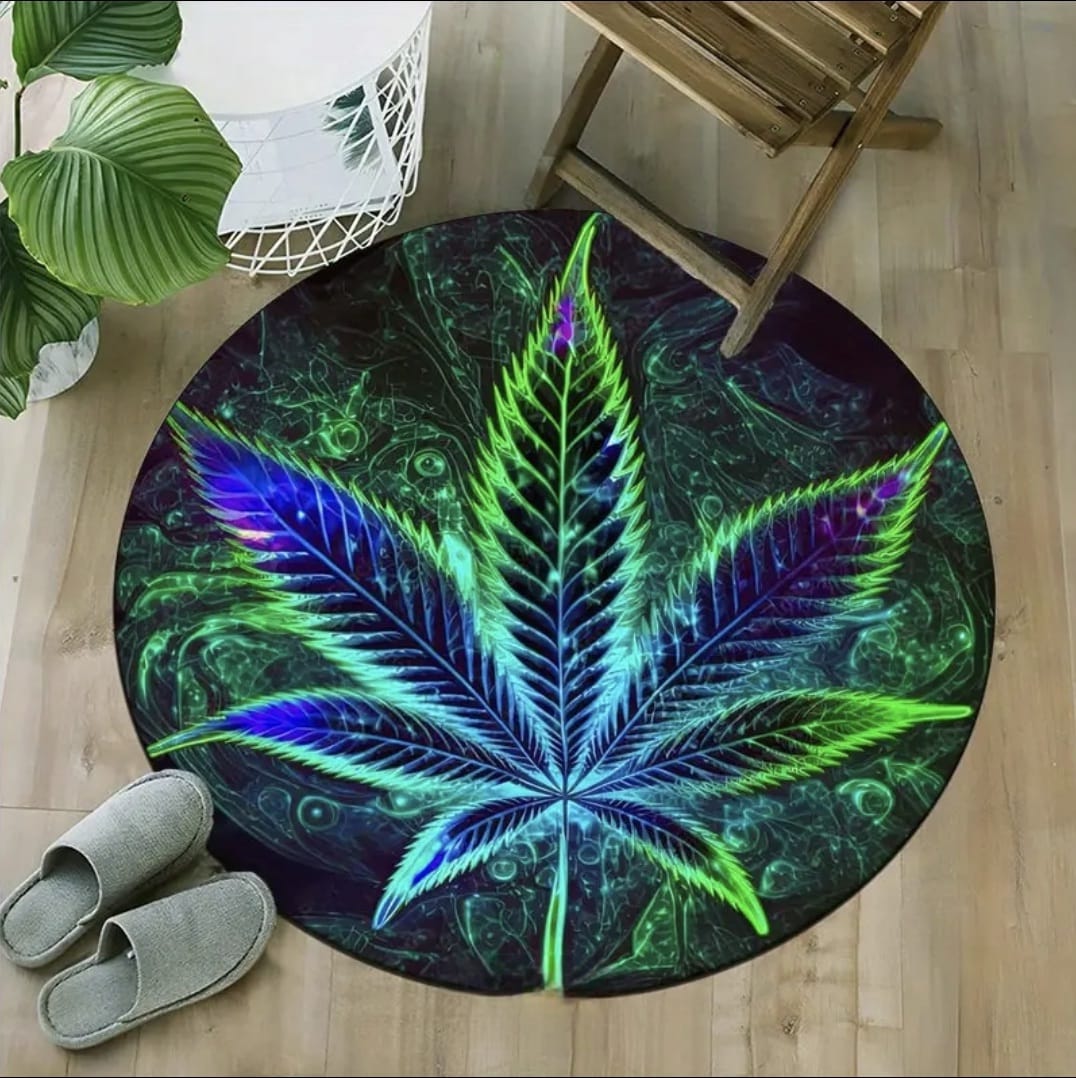 WhatsApp Image 2025-03-31 at 18.13.53_6c479c17 Round Marijuana Leaf Pattern Carpet