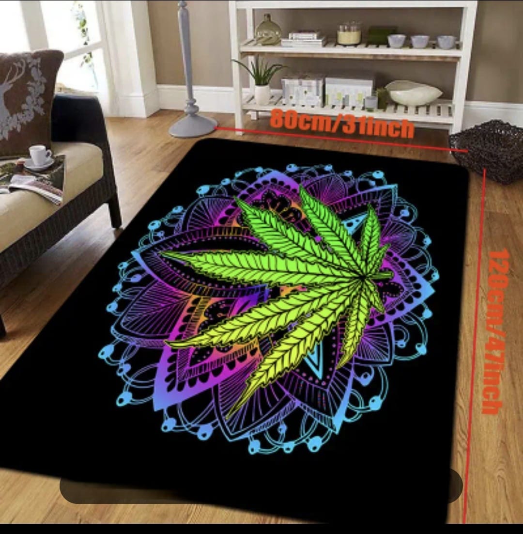 Psychedelic Leaf Print Rug