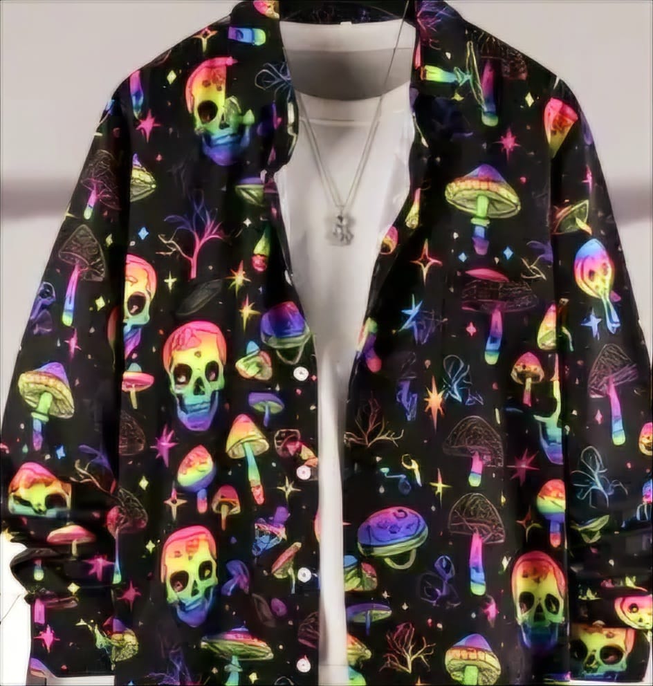 Men's Psychedelic long-sleeved button up top